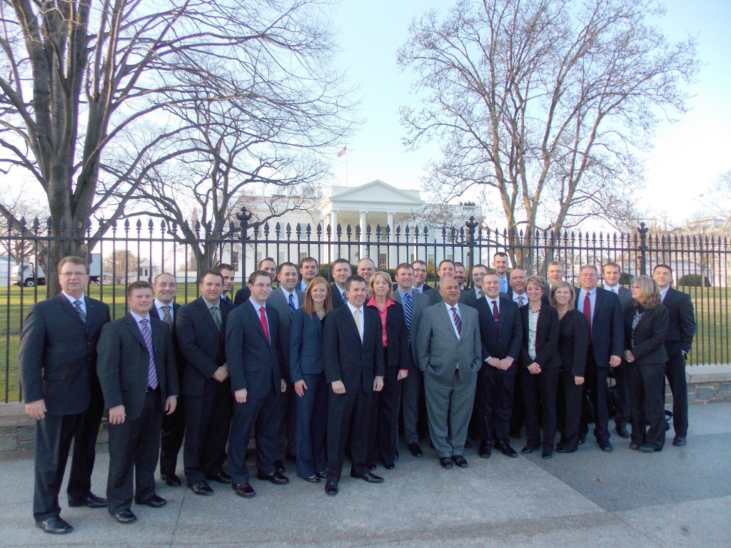 Illinois Agricultural Leadership Program Class of 2014 poses in front of the White House.