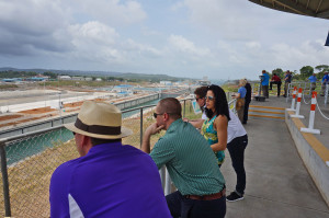 The new lane of the Panama Canal (at left) fills with water as members of the IALP Class of 2016 look on. This is the Gatun Lock at the north end of the canal.