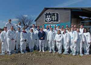 Clad in bio-security protective clothing, members of the IALP Class of 2016 visit a Wagyu beef farm near Tokyo.